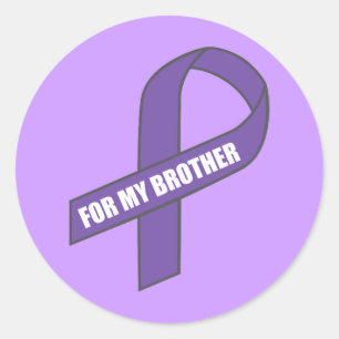 For My Brother (Purple Ribbon) Classic Round Sticker