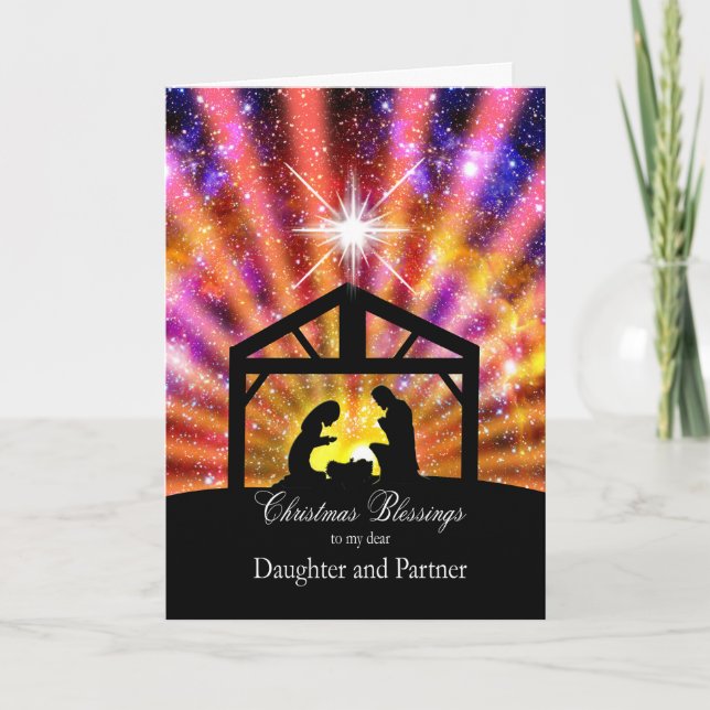 For my daughter and partner, sunset Christmas Holiday Card (Front)