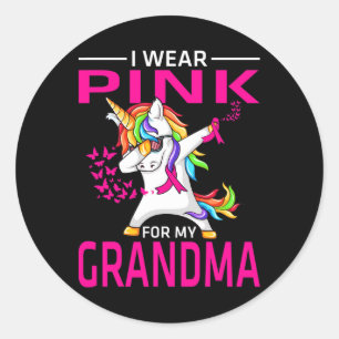 For My Grandma Breast Cancer Awareness Unicorn Classic Round Sticker