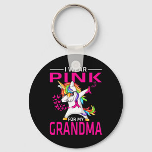For My Grandma Breast Cancer Awareness Unicorn Key Ring