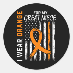 For My Great Niece Leukaemia Cancer Awareness Usa Classic Round Sticker