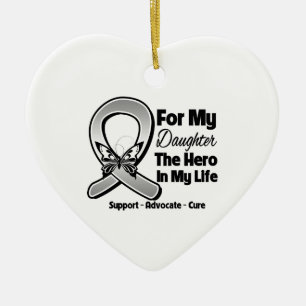 For My Hero My Daughter - Brain Cancer Ceramic Tree Decoration