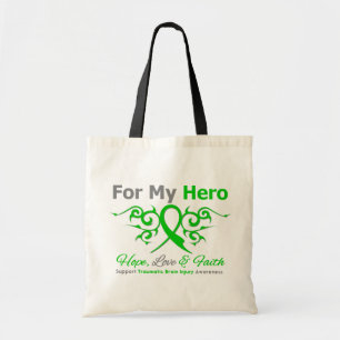 For My Hero Tribal Ribbon Traumatic Brain Injury Tote Bag