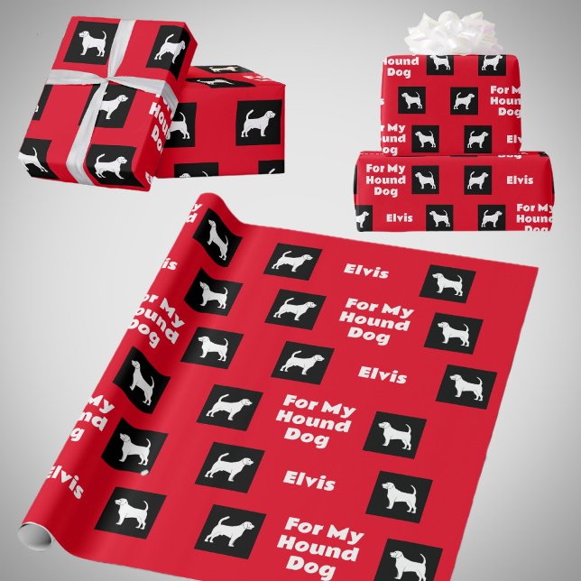 For My Hound Dog Silhouettes Red Wrapping Paper (Creator Uploaded)