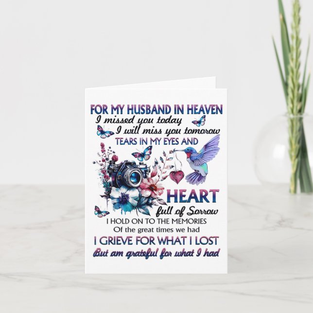 For My Husband In Heaven I Missed You Today  Card (Front)