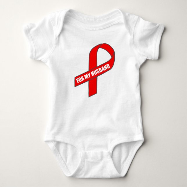 For My Husband (Red Ribbon) Baby Bodysuit (Front)