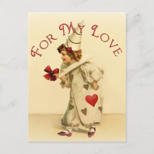 For My Love Vintage Valentine Holiday Postcard
