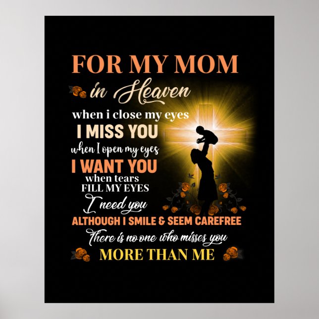 For My Mum In Heaven Memorial Day Gift For Son Poster (Front)