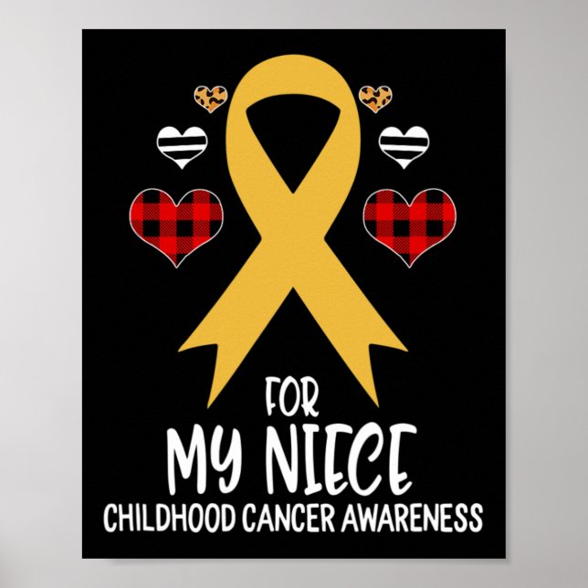 For My Niece Childhood Cancer Awareness Ribbon Buf Poster (Front)