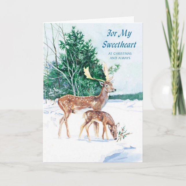 For My Sweetheart At Christmas And Always Holiday Card (Front)