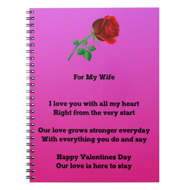 For my wife valentines day poem notebook (Front)