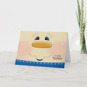 For Nephew Christmas Happy Snowman Face Holiday Card