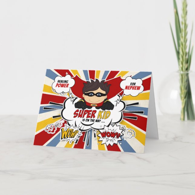 for Nephew Get Well Boy Superhero Comic Book Card (Front)