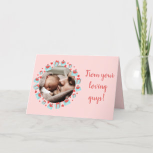 For new mummy heart gift mail pink Valentine's Day Holiday Card