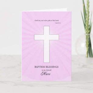 For Niece Baptism,Glowing Cross Card