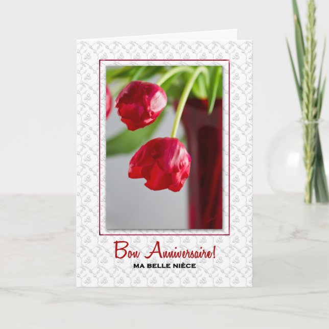 for Niece Joyeux Anniversaire French Birthday Card (Front)