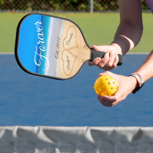 For Now  Forever   Hearts in Sand Beach Pickleball Paddle