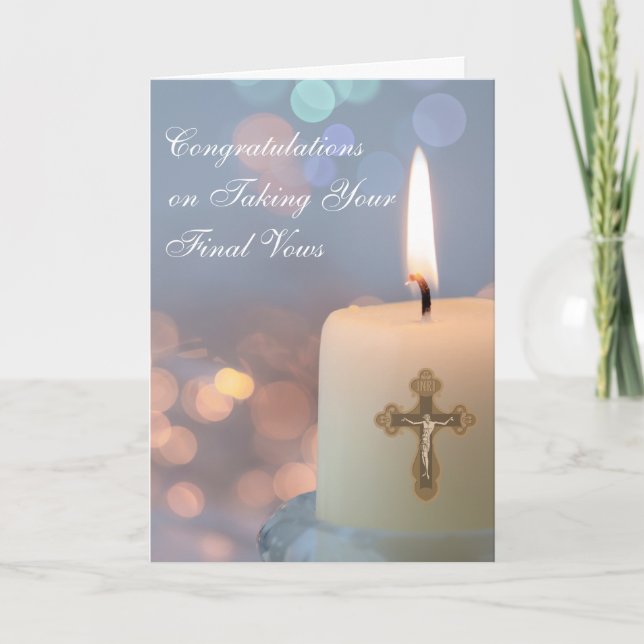For Nun Congratulations Final Vows Lit Candle Card (Front)