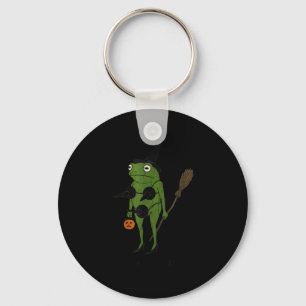 For October, Funny Halloween, Funny Witch Frog  Key Ring