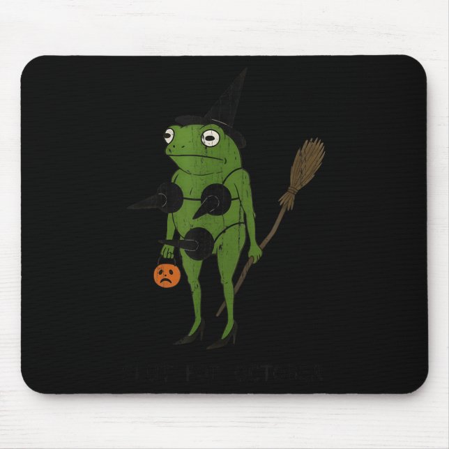 For October, Funny Halloween, Funny Witch Frog  Mouse Pad (Front)