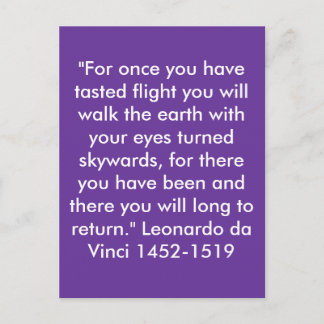 "For once you have tasted flight .. Postcard