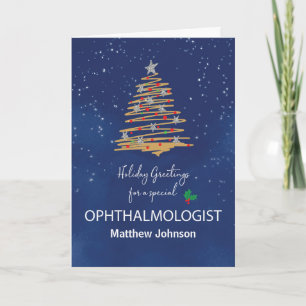 For Ophthalmologist Christmas Tree Custom Name Card