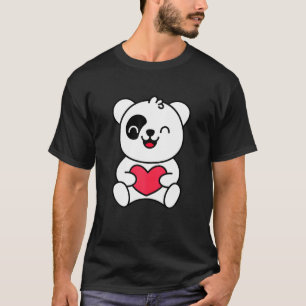 For Panda Cute Panda Holding Heart T-Shirt