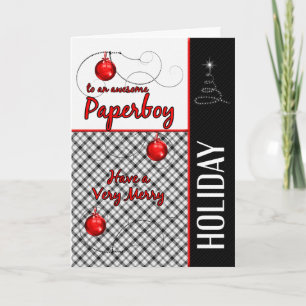 for Paperboy Red and Black Plaid Holiday Card