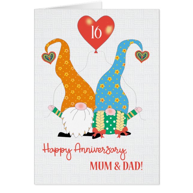 For Parents Custom Year Anniversary with Gnomes (Front)