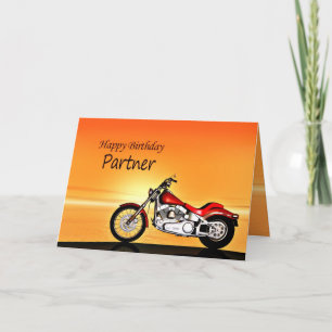For Partner, Motorcycle in the sunset. Card