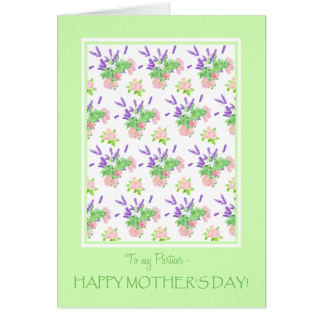 For Partner Pretty Floral Mother's Day Greeting (Front)