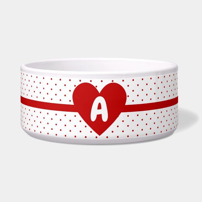 For Pet Polka Dot Red White Background Monogram (Front)