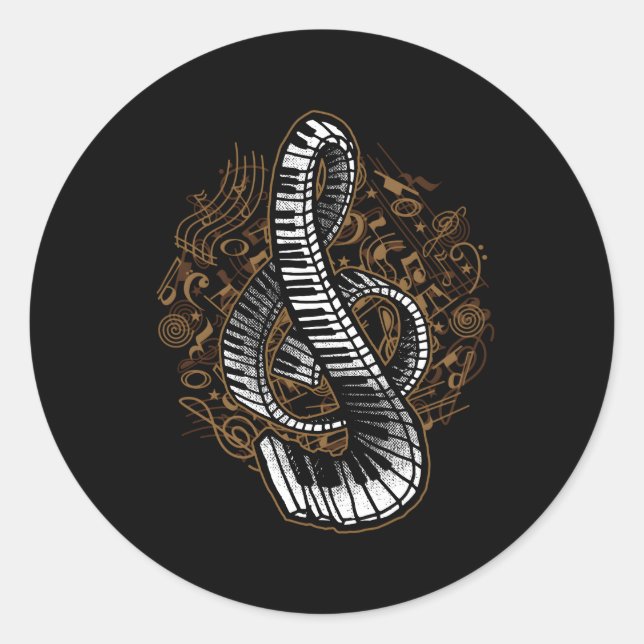 For Pianist Piano Classic Round Sticker (Front)
