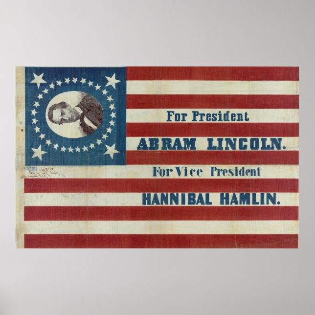 For President Abram Lincoln Election Campaign Flag Poster (Front)