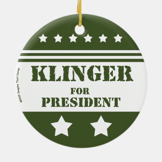 For President Klinger Ceramic Tree Decoration (Back)