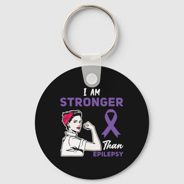 For purple Ribbon Warrior and Supporters - Epileps Key Ring (Front)