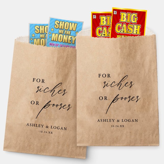 For Richer or Poorer Wedding Scratcher Ticket Favour Bag (Creator Uploaded)