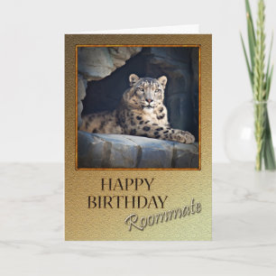 For roommate Birthday with a snow leopard Card