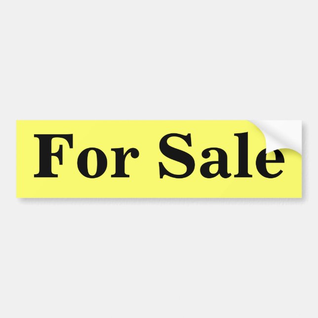 For Sale, black on yellow, bumper sticker (Front)