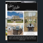 For Sale Real Estate Listing 2 Sided Paper Sheet<br><div class="desc">Showcase your listing on this chic two sided real estate paper sheet with a black accent. Send out these classy flyers to potential homebuying clients in your realty area. Customise with your real estate company name and contact details on the back. Draw new customers in by showing these Just Listed...</div>