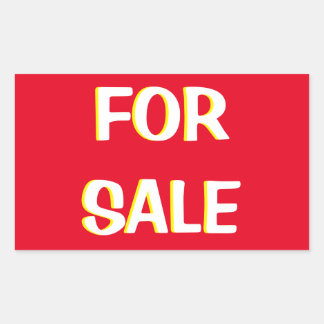 for sale red yellow and white rectangular sticker