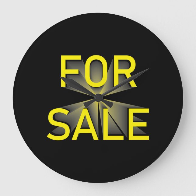 for sale sign yellow black large clock (Front)