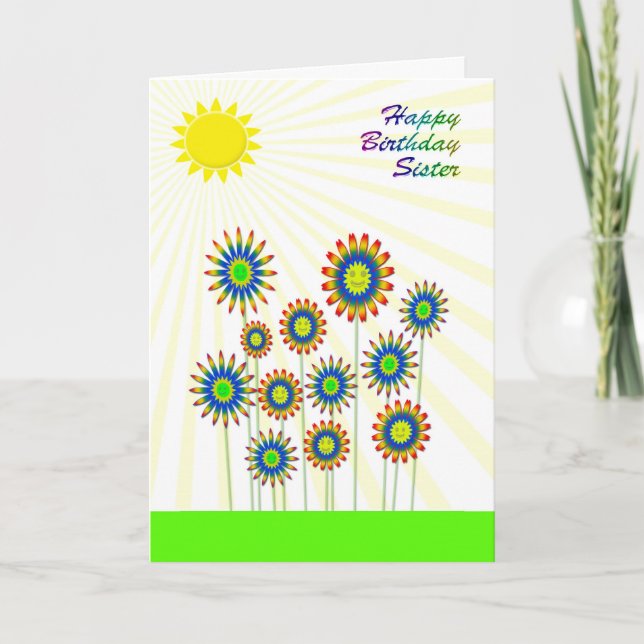 For sister, a happy flowers card (Front)