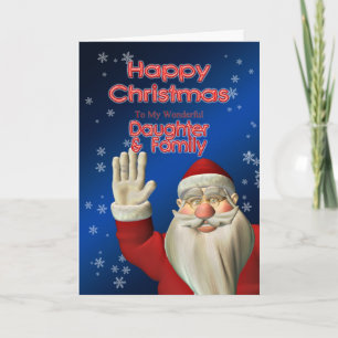 For sister and family, a Santa waving Holiday Card