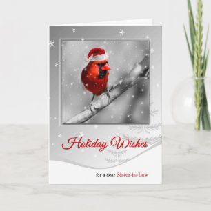 for Sister in Law Red Cardinal Christmas Birds Holiday Card