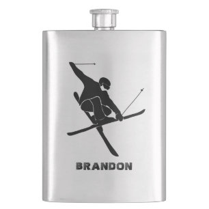 For Skiers Ski Trick Graphic Personalised Hip Flask