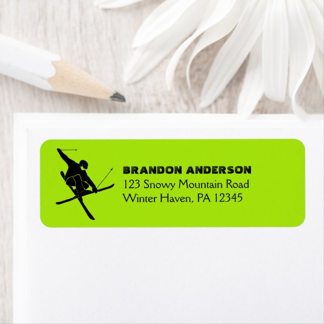 For Skiers Ski Trick Graphic Return Address Label (Insitu)