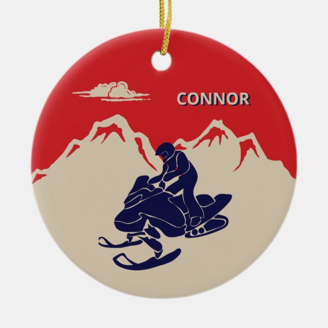 For Snowmobilers Snowmobile Graphic Personalised Ceramic Ornament (Front)