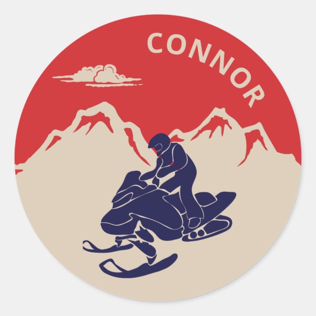 For Snowmobilers Snowmobile Graphic Personalised Classic Round Sticker (Front)