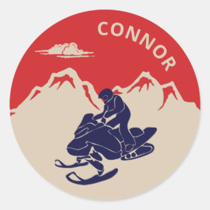 For Snowmobilers Snowmobile Graphic Personalised Classic Round Sticker